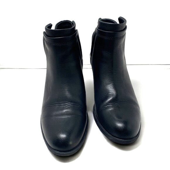 B.O.C. Black Leather Ankle Boots Western Styling 2" Block Heel Size 9.5M - Picture 6 of 9